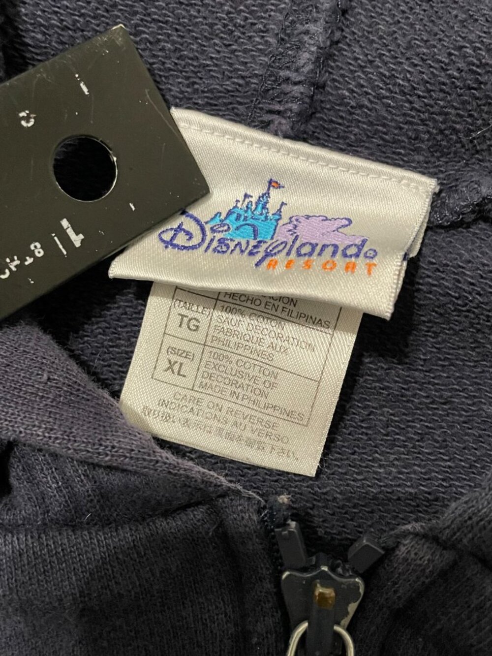 Disneyland Resort Vintage Navy Blue Zip Up Hoodie Mickey Mouse Embroidered Sz XL - Picture 5 of 7